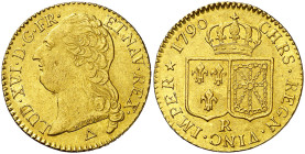 * Francia. 1790. Luis XVI. R (Orleans). 1 luis de oro. (Fr. 475) (Kr. 591.13). Bonito color. Ex Áureo & Calicó 15/12/2010, nº 2951. Moneda exenta de p...