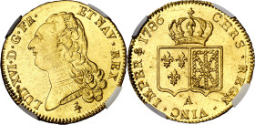 Francia. 1786. Luis XVI. A (París). 2 luises de oro. (Fr. 474) (Kr. 592.1). En cápsula de la NGC como MS63, nº 4474940-012. Bella. Brillo original. Es...