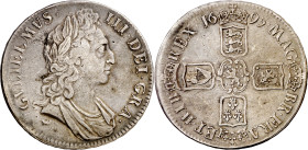 Gran Bretaña. 1695. Guillermo III. 1 corona. (Kr. 486). Rara. AG. 29,13 g. MBC-.
