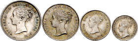 Gran Bretaña. 1866. Victoria. 1, 2, 3 y 4 peniques. (Kr. MDS117). Maundy set. Lote de 4 monedas. Bellas. AG. EBC/S/C-.