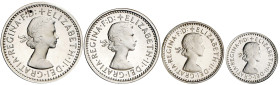 Gran Bretaña. 1984. Isabel II. 1, 2, 3 y 4 peniques. (Kr. MDS243). Maundy set. Lote de 4 monedas. En funda original. Escasas. AG. Prooflike.