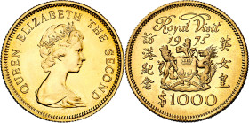Hong-Kong. 1975. Isabel II. 1000 dólares. (Fr. 1) (Kr. 38). Visita real. AU. 15,95 g. S/C.