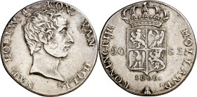 Países Bajos. Holanda. 1808. Luis Napoléon. 50 stuivers. (Kr. 28). AG. 26,31 g. MBC+.