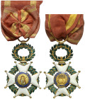 (1815-1920). Orden de San Fernando. Cruz de pecho. (Pérez Guerra 37). Atractiva. Muy rara. Oro y esmalte. 17,59 g. 57x36 mm con corona de laurel, anil...