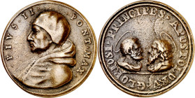 Estados Pontificios. Pío II (1405-1464). Fundición antigua. Bronce. 29,55 g. Ø42 mm. MBC+.