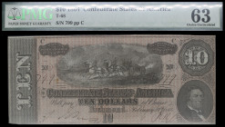 Estados Confederados de América. Richmond. 1864. 10 dólares. (Grover C. Criswell 540) (Pick 68). 17 de febrero, M.T. Hunter. Serie C. Certificado por ...