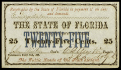 Estados Unidos. Tallahassee, Florida. 1863. 25 centavos. 2 de febrero. Raro así. S/C-.