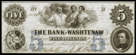 Estados Unidos. Ann Arber, Michigan. 1854. Bank of Washtenarc. 5 dólares. 1 de mayo. Esquinas algo rozadas. EBC.