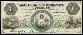 Estados Unidos. New Jersey. 1864. State Bank at New Brunswide. 1 dólar. 10 de mayo. Buen ejemplar. Raro. EBC+.