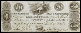 Estados Unidos. New York. 1820. The Marble Manufacturing. 20 dólares. 24 de marzo. Raro. EBC-.