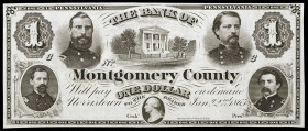 Estados Unidos. Pennsylvania. 1865. Montgomery Country. 1 dólar. (HT.PA. 365/614.). 2 de enero. Generales: Clemmer, Hancok, Schall y Hartranft. Esquin...