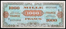 Francia. 1944. 1000 francos. (Pick 125c). Serie 3. Escaso así. EBC+.