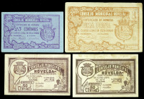 Novelda (Alicante). Consejo Municipal. 25, 50 céntimos (dos) y 1 peseta. (T. 1014 a 1016 y 1016a) (KG. 539 y 539a) (RGH. 3865 a 3867 y 3867a). 4 bille...