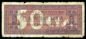 Cantoria (Almería). Ayuntamiento. 50 céntimos. (KG. falta) (RGH. 1582). Muy raro. BC-.