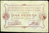 Huercal-Overa (Almería). Consejo Municipal. 1 peseta. (KG. 412) (RGH. 2891). Escaso. MBC-.