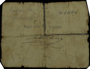 Laujar (Almería). 1 peseta. (Inédito). Escrito a máquina. Numeración y firmas manuscritas. Partido en 4 trozos y pegado. Rarísimo. (RC).