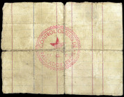 Rascador Serón (Almería). Control Obrero U.G.T. 1 peseta. (Inédito). Nº 42. Billete realizado sobre una página de un libro de contabilidad. Rarísimo. ...