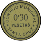 Santa Cruz (Almería). Consejo Municipal. 30 céntimos. (KG. 679 falta valor) (RGH. 4717 la imagen es una fotocopia). Cartón redondo. Muy raro. EBC.