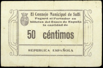 Suflí (Almería). Consejo Municipal. 50 céntimos. (KG. falta) (RGH. 4952 sin imagen). Rarísimo. MBC-.