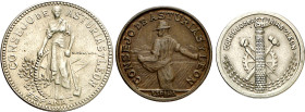 Asturias y Léon. 50 céntimos, 1 y 2 pesetas. (AC. 8 a 10). 3 monedas, serie completa. MBC+/EBC.