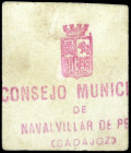 Navalvillar de Pela (Badajoz). Ayuntamiento. 50 céntimos. (KG. falta) (RGH. 3823). Cartón. Rarísimo. EBC-.