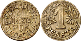 Ciudadela. Menorca (Baleares). P. Montserrat. 1 peseta. (T. AN26, nº 9). Rara. 4,40 g. MBC+.
