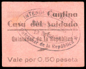 Quintanar de la República (Cuenca). Cantina. Casa del Soldado. 50 céntimos. (Inédito). Muy raro. MBC.