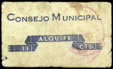 Alquife (Granada). Consejo Municipal. 25 céntimos. (Inédito). Muy raro. BC.