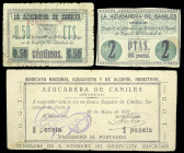 Caniles (Granada). La Azucarera. 50 céntimos, 1 y 2 pesetas. (RGH. 1564, 1566 y 1568) (KG. 233 y falta valor). 3 billetes, uno del Sindicato Nacional ...