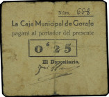 Gorafe (Granada). La Caja Municipal. 25 céntimos. (KG. 389) (RGH. 2703). Rarísimo. BC.