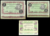 Guadix (Granada). Consejo Municipal. 25 (dos), 50 céntimos (dos) y 1 peseta (dos). (KG. 398a) (RGH. 2770 a 2772). Enero de 1938. 6 billetes, 2 series ...