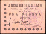Lugros (Granada). Consejo Municipal. 1 peseta. (KG. 459a) (RGH. 3272). Rarísimo. EBC-.