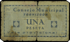 Torvizcón (Granada). Consejo Municipal. 1 peseta. (KG. 747) (RGH. 5158). Raro. BC-.