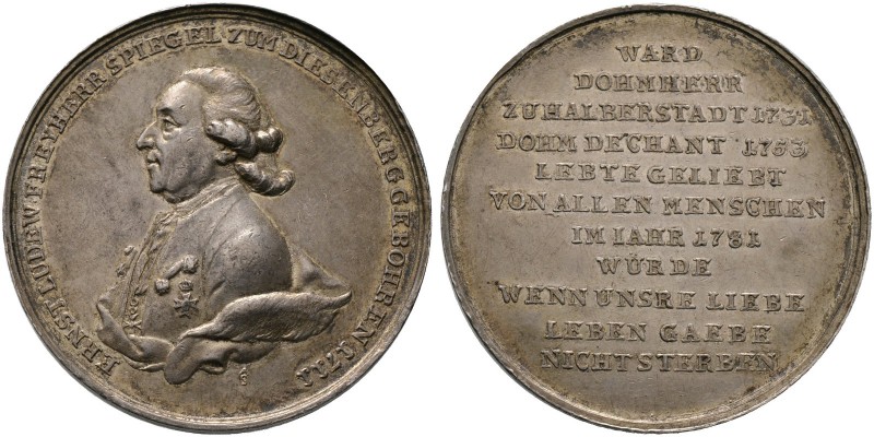 Halberstadt-Domkapitel. Silbermedaille 1781 von A. Abramson, auf den 70. Geburts...