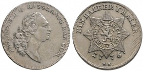 Hessen-Kassel. Friedrich II. 1760-1785. 1/2 Sterntaler 1776 -Kassel-. Schütz 1946, Hoffm. 2468.
 Randjustierungen, sehr schön-vorzüglich