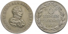 Hessen-Kassel. Wilhelm II. 1821-1847. 1/6 Taler 1830. AKS 23, J. 17b.
 vorzüglich/prägefrisch