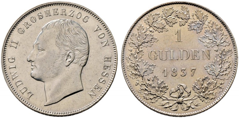 Hessen-Darmstadt. Ludwig II. 1830-1848. Gulden 1837. AKS 103, J. 38a.
 minimale...