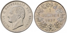 Hessen-Darmstadt. Ludwig II. 1830-1848. Gulden 1837. AKS 103, J. 38a.
 minimale Kratzer, sehr schön-vorzüglich