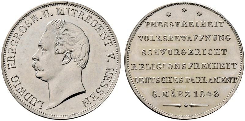 Hessen-Darmstadt. Ludwig III. 1848-1877. Gulden, sogen. Pressefreiheitsgulden 18...