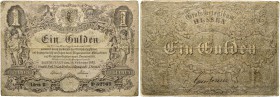 Hessen-Darmstadt. Banknote zu 1 Gulde. der Großherzoglich Hessischen Staatsschulden-Tilgungskasse vom 28.2.1852. Grundrentenschein im Vereins-Münzfuß ...