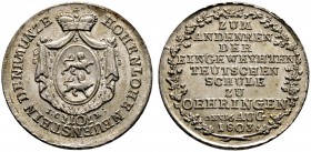 Hohenlohe-Neuenstein'sche Hauptlinie. Ludwig Friedrich Carl 1765-1805. Denkmünze zu 10 Konventionskreuzer 1803 -Wertheim-. Auf die Einweihung der "Teu...