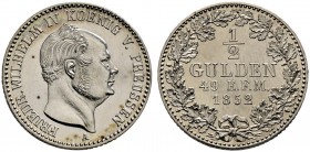 Hohenzollern-Sigmaringen. unter Preußen ab 1849. 1/2 Gulden 1852 A. AKS 21, J. 22.
 vorzüglich-prägefrisch