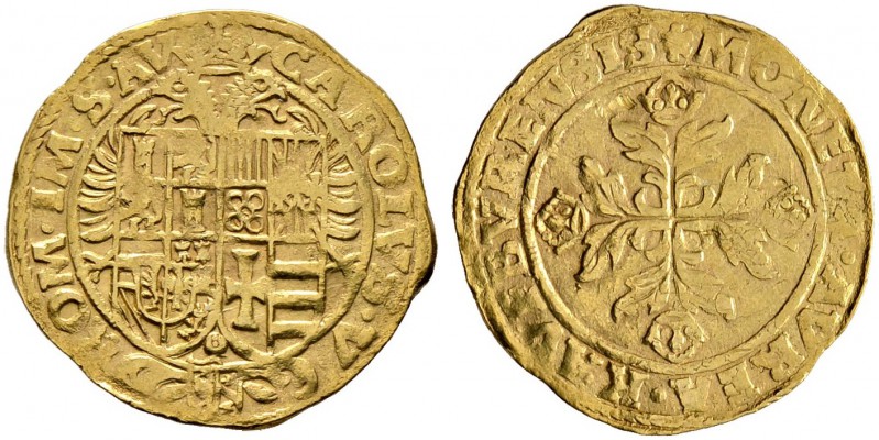 Kaufbeuren, Stadt. Goldkrone o.J. (1545). Gekrönter Doppeladler mit großem kaise...