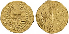 Kaufbeuren, Stadt. Goldkrone o.J. (1545). Gekrönter Doppeladler mit großem kaiserlichem Wappen belegt, darunter Wappen der Reichsstadt. In der Umschri...