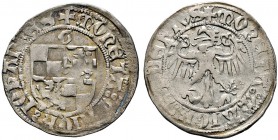 Nürnberg, Burggrafschaft. Johann IV. und Markgraf Albrecht Achilles 1404-1464. Schilling o.J. (nach der Konvention zu Kitzingen 1441). Gevierter Wappe...