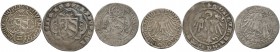 Nürnberg, Stadt. Lot (3 Stücke): Schilling o.J. (1434/37) sowie Halbschillinge o.J. (vor 1457 bzw. 1495-1510). Ke. 105, 109, 114.
 sehr schön