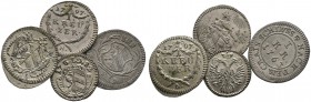 Nürnberg, Stadt. Lot (4 Stücke): Kreuzer 1763, 1797 (Sitzende Noris), 1797 (Wappen) sowie Pfennig 1782 (Ke. 380, 387, 388, 401).
 sehr schön-vorzügli...