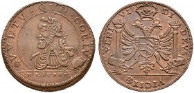 Nürnberg, Stadt. Weitere Marken und Medaillen. Cu-Rechenpfennig o.J. (um 1610) des Hans Laufer (geb. 1584, gest. 1632). Belorbeertes Brustbild des von...