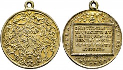 Nürnberg, Stadt. Weitere Marken und Medaillen. Tragbare, vergoldete Silbermedaille 1611 von Christian Maler. Sogen. Wunschmedaille zu Ehren der Stadt....