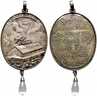 Nürnberg, Stadt. Weitere Marken und Medaillen. Tragbare, ovale Silbermedaille 1649 unsigniert (wohl aus der Schule des Hans Petzold), auf den Westfäli...
